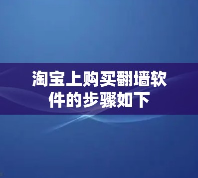 淘宝上购买翻墙软件的步骤如下
