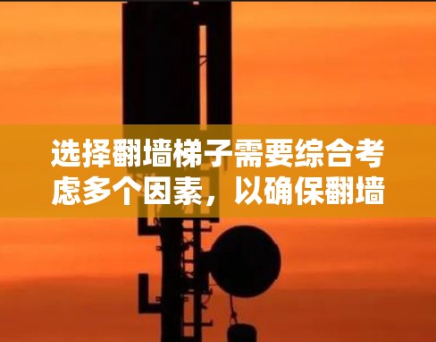 选择翻墙梯子需要综合考虑多个因素，以确保翻墙过程的安全、稳定和高效。以下是一个详细的指南，帮助您做出明智的选择